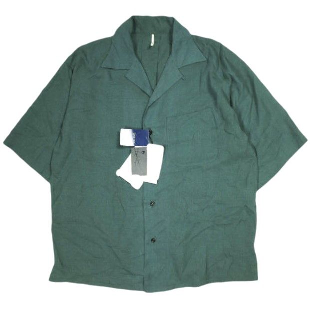 新品 ms braque エムズブラック 日本製 SOLID ALOHA SHIRT ソリッド アロハシャツ 181310 40 GREEN 半袖 開襟 オープンカラー トップス 新品 m's braque エムズブラック 日本製 SOLID ALOHA SHIRT ソリッド