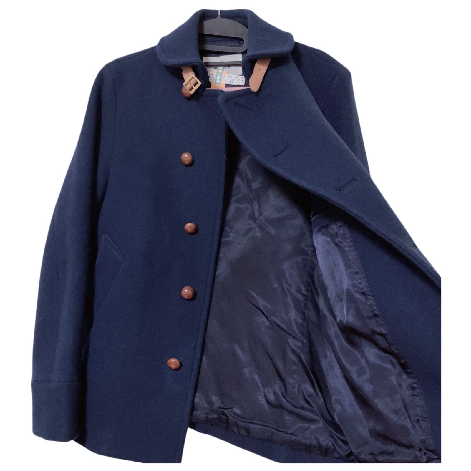 z1710 【美品】ÉDIFICE エディフィス ウールコート くるみボタン 濃青