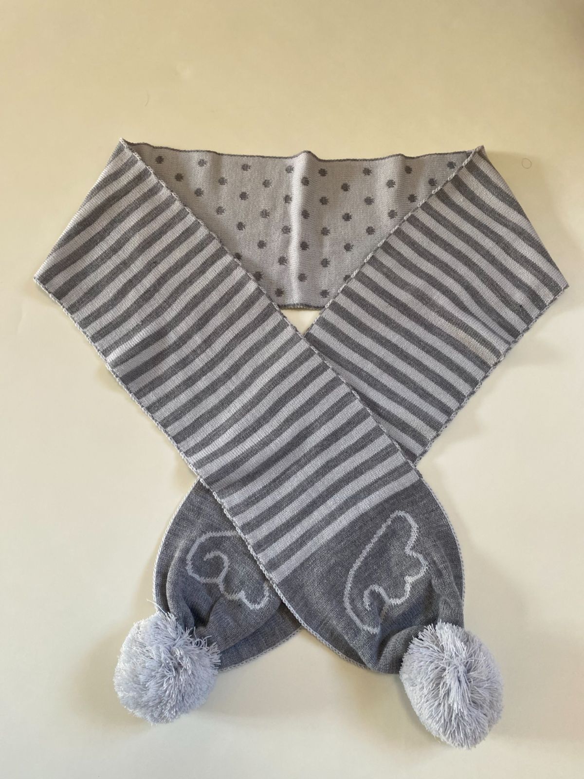 Hugyourskin ストライプ ドット マフラー ポンポン付き - メルカリ