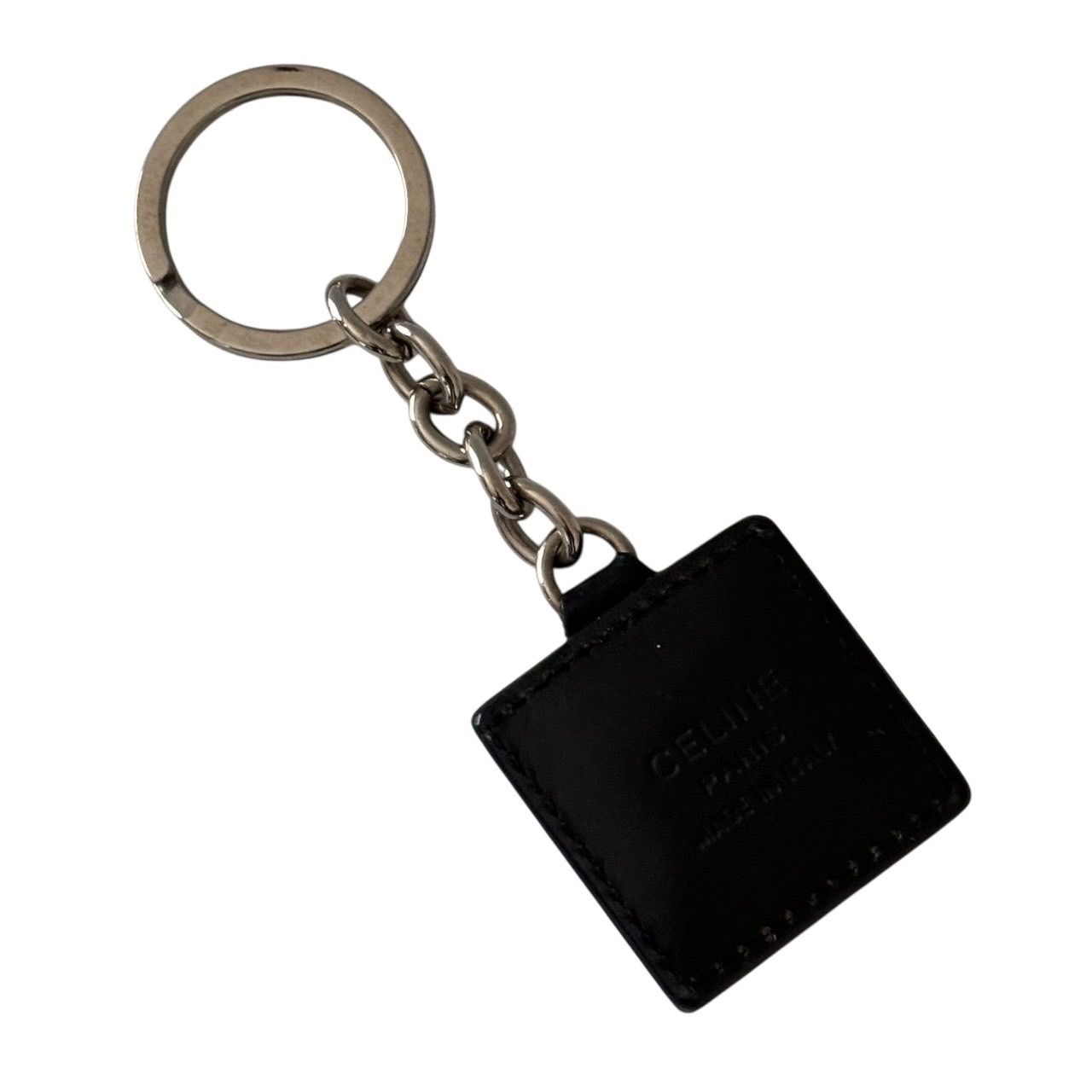 CELINE ロゴ入り ブラック キーホルダー セリーヌ CELINE ロゴ キーホルダー レザー ブラック チャーム (CELINE