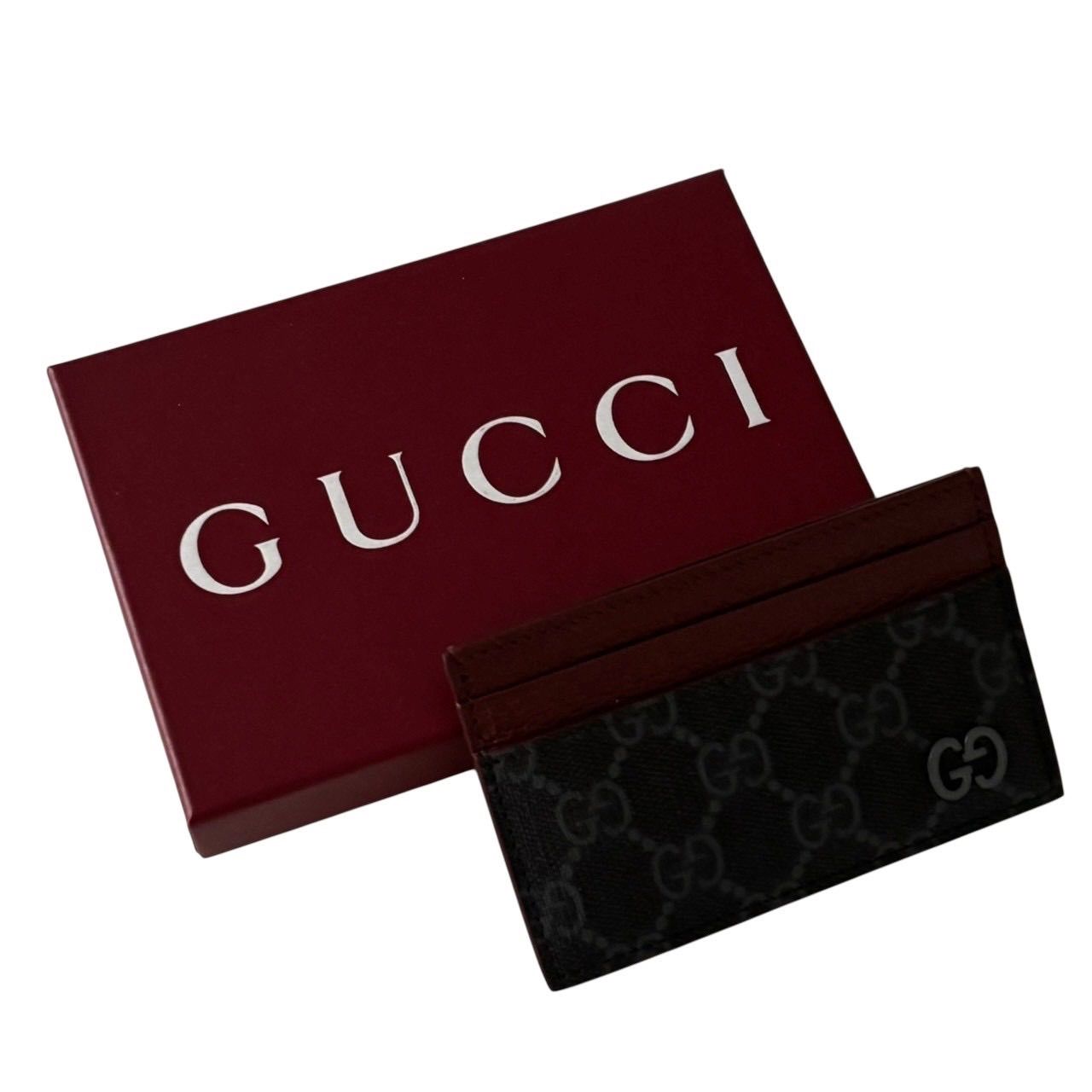 GUCCI グッチ 768248 カードケース パスケース 名刺入れ コンパクト GG柄 レザー ボルドー ブラック