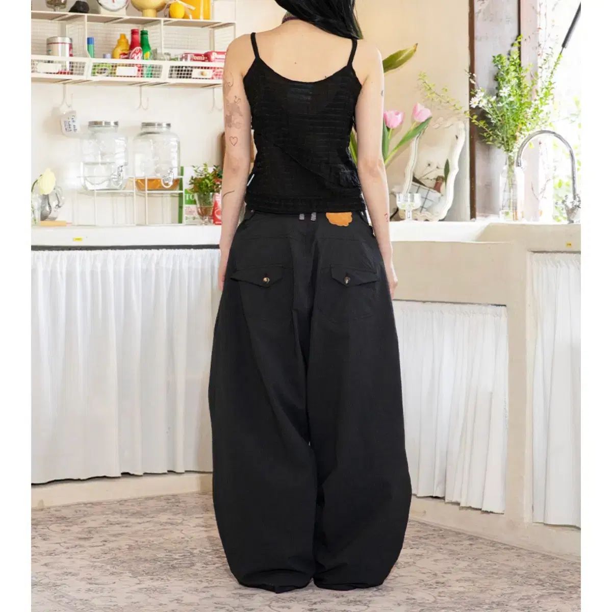 ルナキーフ フリル シアー커서 ワイド パンツ 1