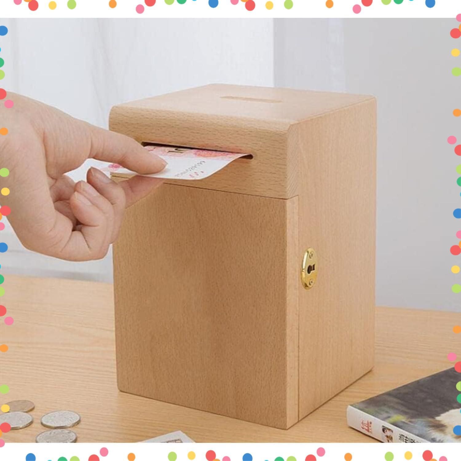 大人用貯金箱 竹と木のお金箱 ロックされた貯金箱 クリエイティブなコンビネーションロック 宝箱 貯金 ジャーオーガナイザーボックス  在庫セール】大容量の木製貯金箱、ロック付き、大きなファッション紙幣貯金箱、ブロックされにくい、小物収納、アンティーク、シンプル ...