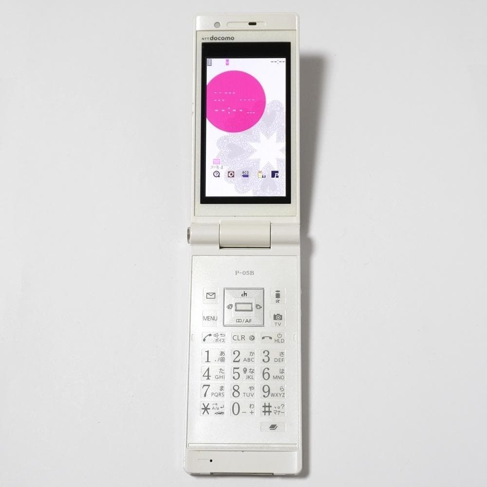 docomo P-05B ホワイト FOMA 3G ガラケー ワンセグ搭載 pop'n music