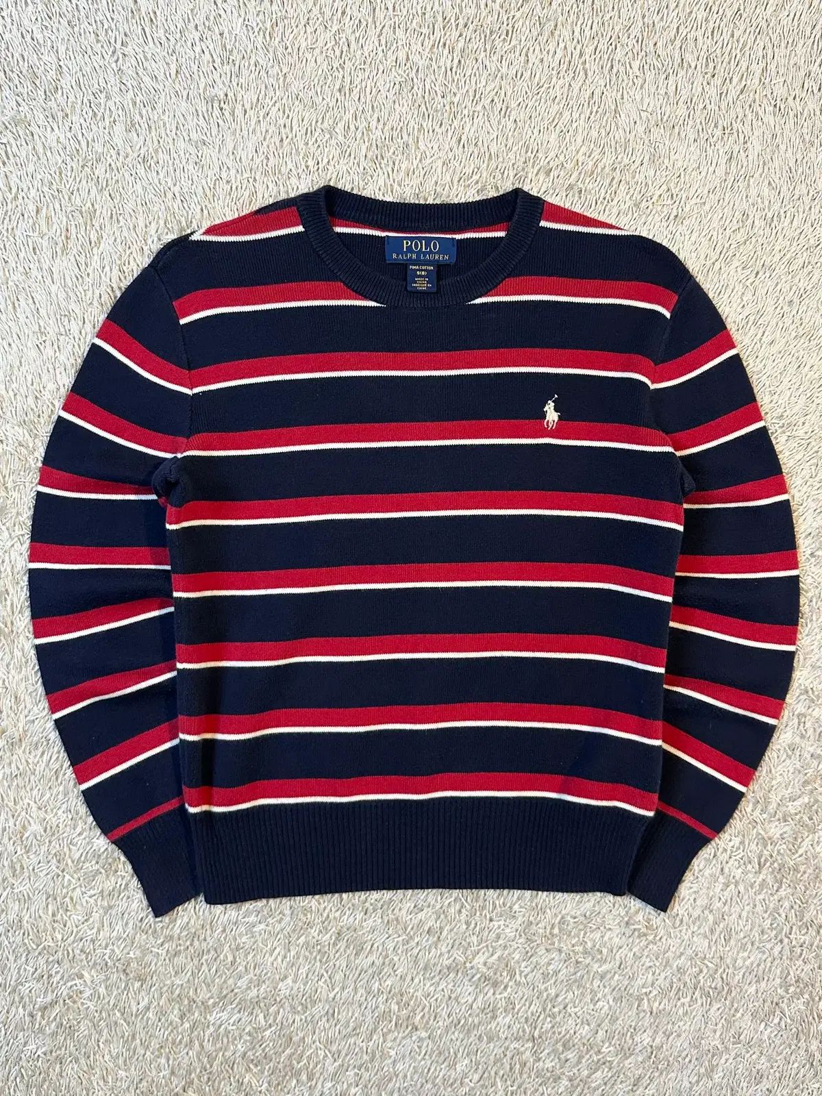 レディース S ポロラルフローレン 新モデル 白ポニー ストライプ ニット