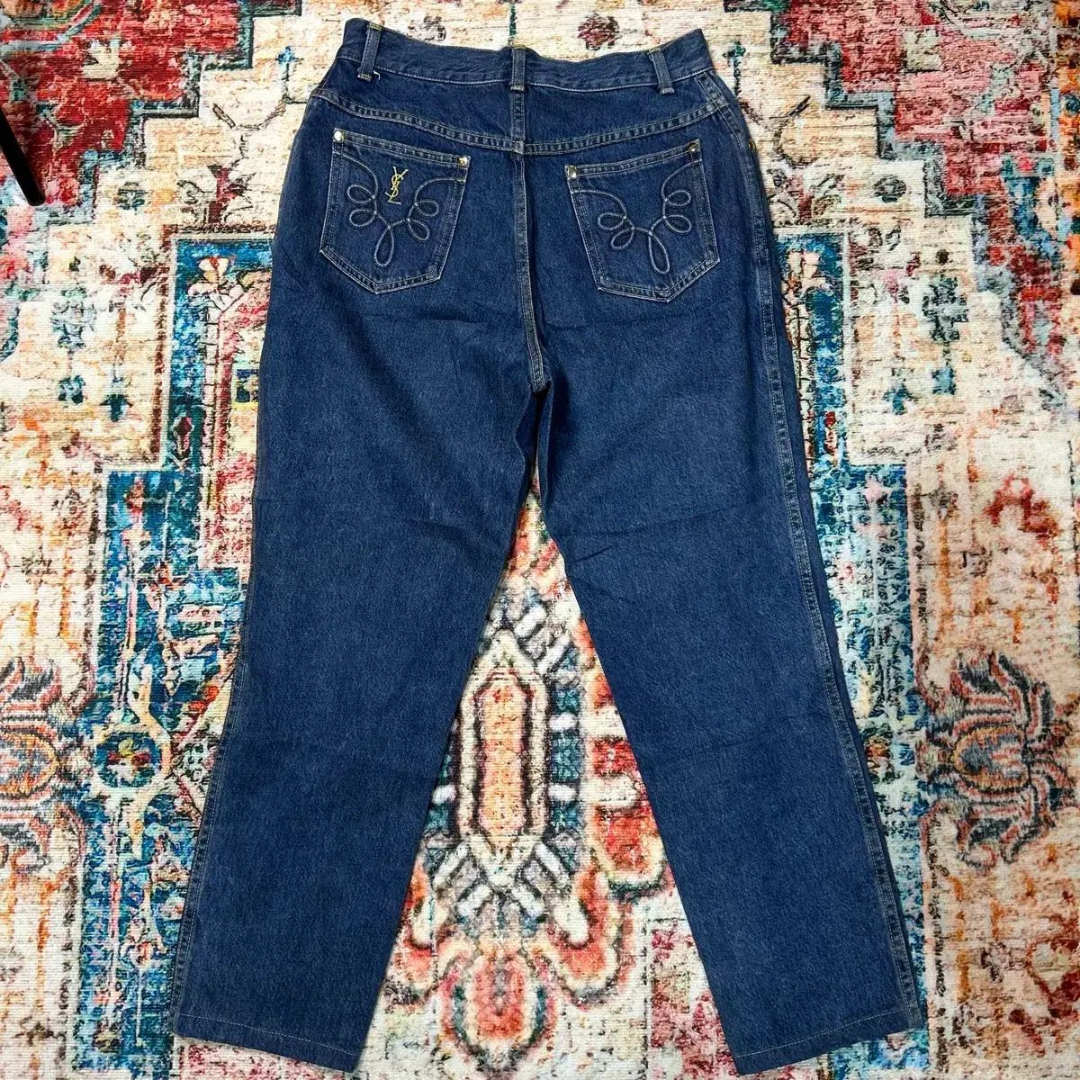 28 90 s イヴ サンローラン 刺繍 デニムパンツ