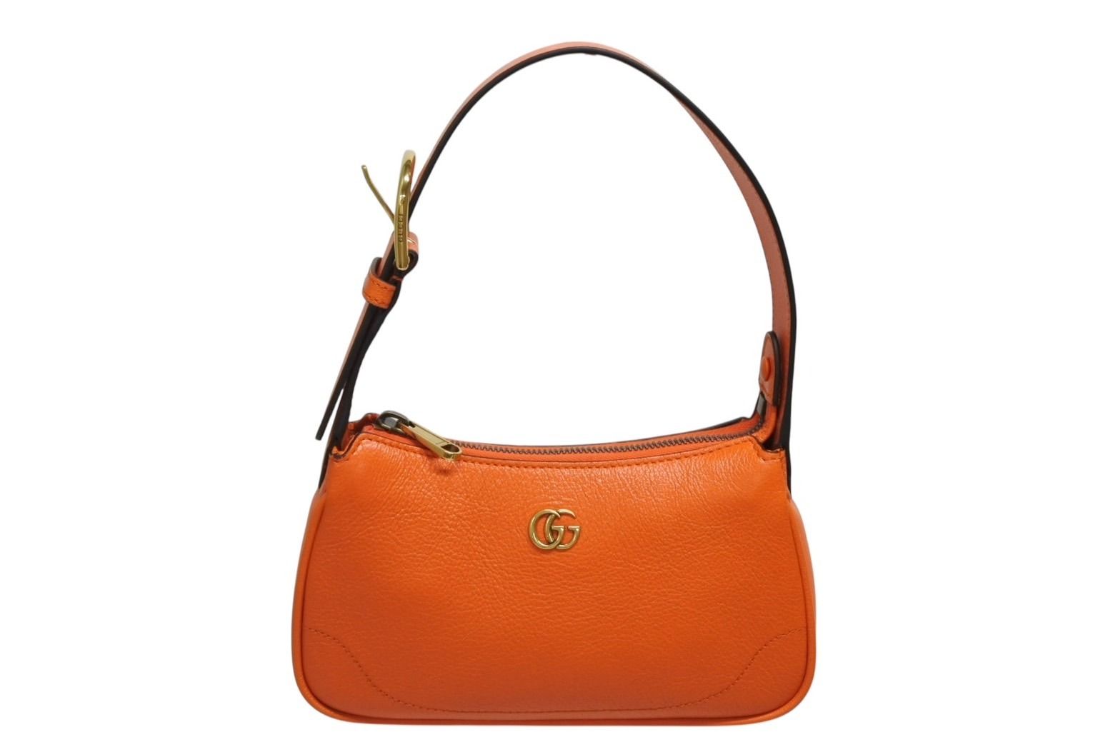 ♥品 GUCCI グッチ ハンドバッグ アフロディーテ ミニ GGマーモント オレンジ レザー ゴールド金具 4 b 010968