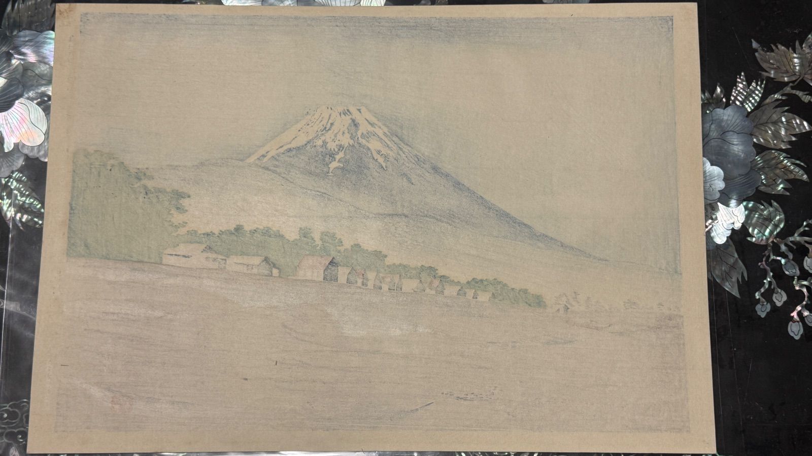 真作 彩色 木版画 徳力富吉郎 富士三十六景ノ内 千本松原の冨士