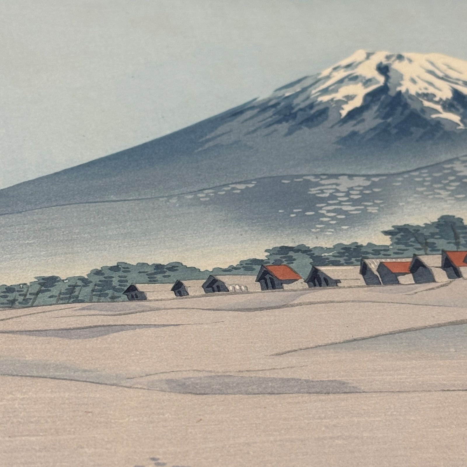 新版画富士三十六景ノ内原野松林の富士、徳力富吉郎画昭和15年頃内田美術書肆出版 真作】彩色 木版画 徳力富吉郎 「富士三十六景ノ内 早春の冨士（本栖湖