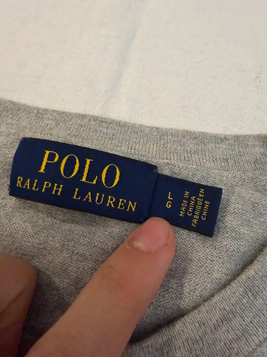 ポロラルフローレン ラウンドネック コットン ニット グレー ニット セーター トップス メンズ