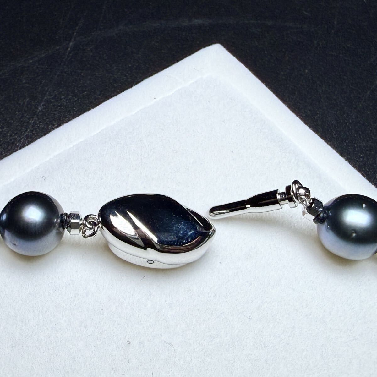 黒蝶真珠ネックレス8.6㎜ 45㎝ 43g 南洋パールアクセサリー シルバー刻印 照り◎ 黒蝶真珠 南洋パール ネックレス 8.46〜11.53㎜ 45㎝ 58.3g 本