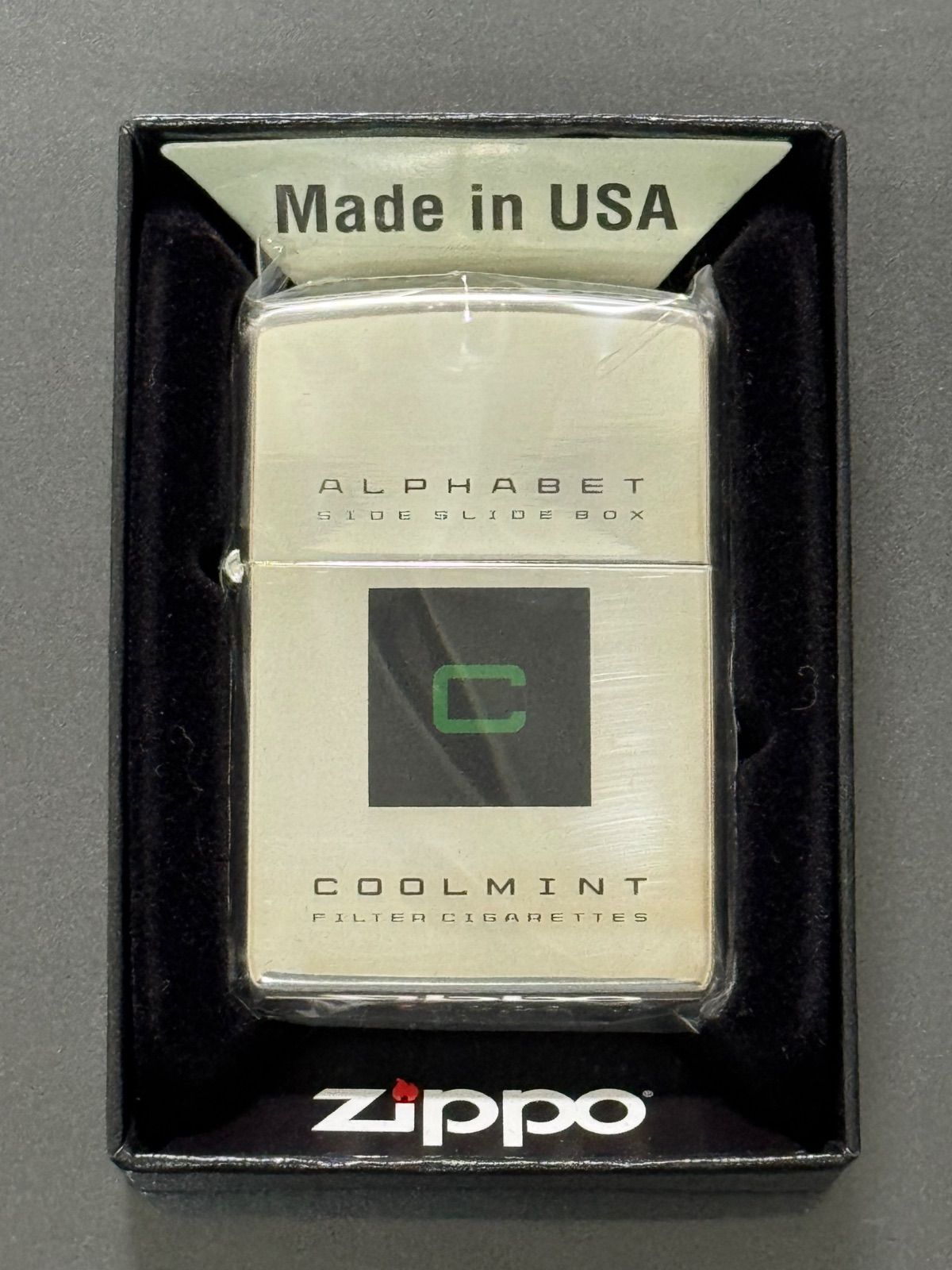 zippo C 品 ナンバー NO 00 アルファベット シルバー 2004年製 silver SIDE SLIDE BOX ケース 保証書