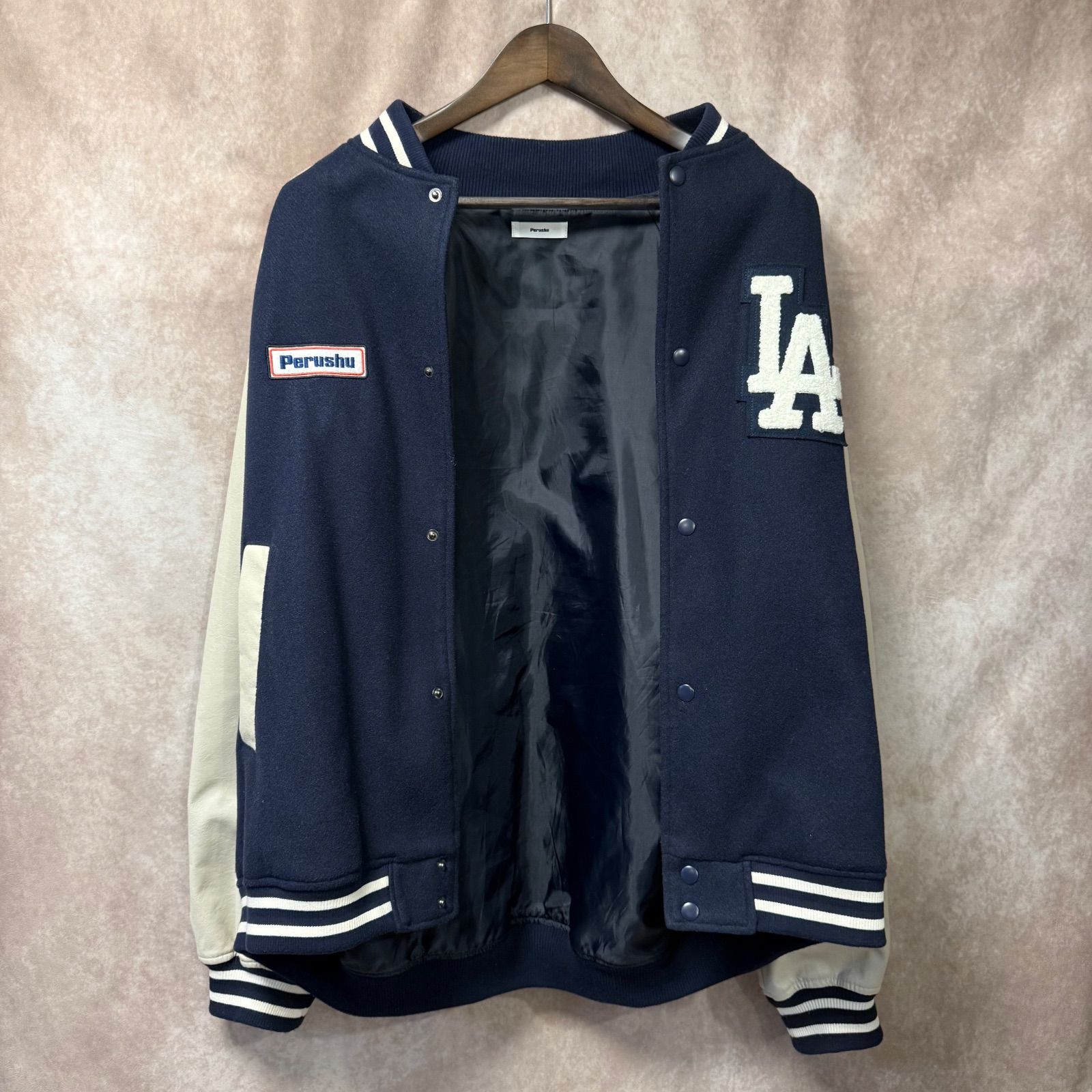 Perushu × LA Dodgers スタジャン LL ビッグシルエット ネイビー
