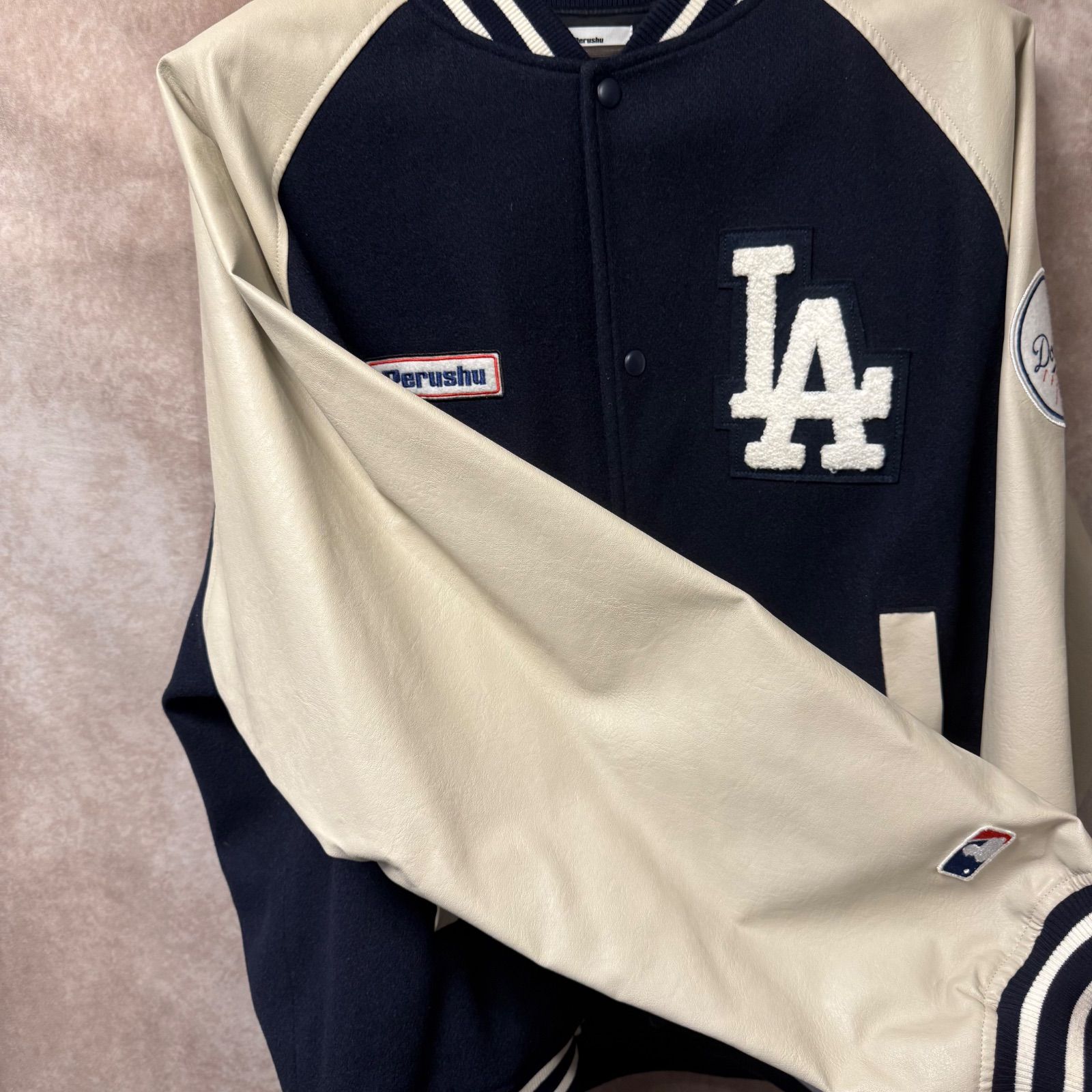 Perushu × LA Dodgers スタジャン LL ビッグシルエット ネイビー
