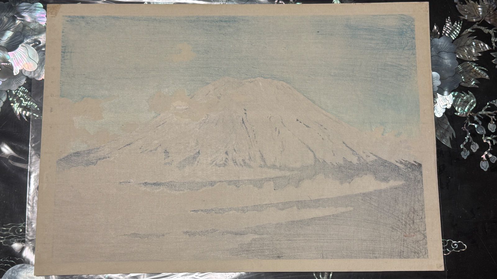 真作】彩色 木版画 徳力富吉郎 「富士三十六景ノ内 雲中の冨士