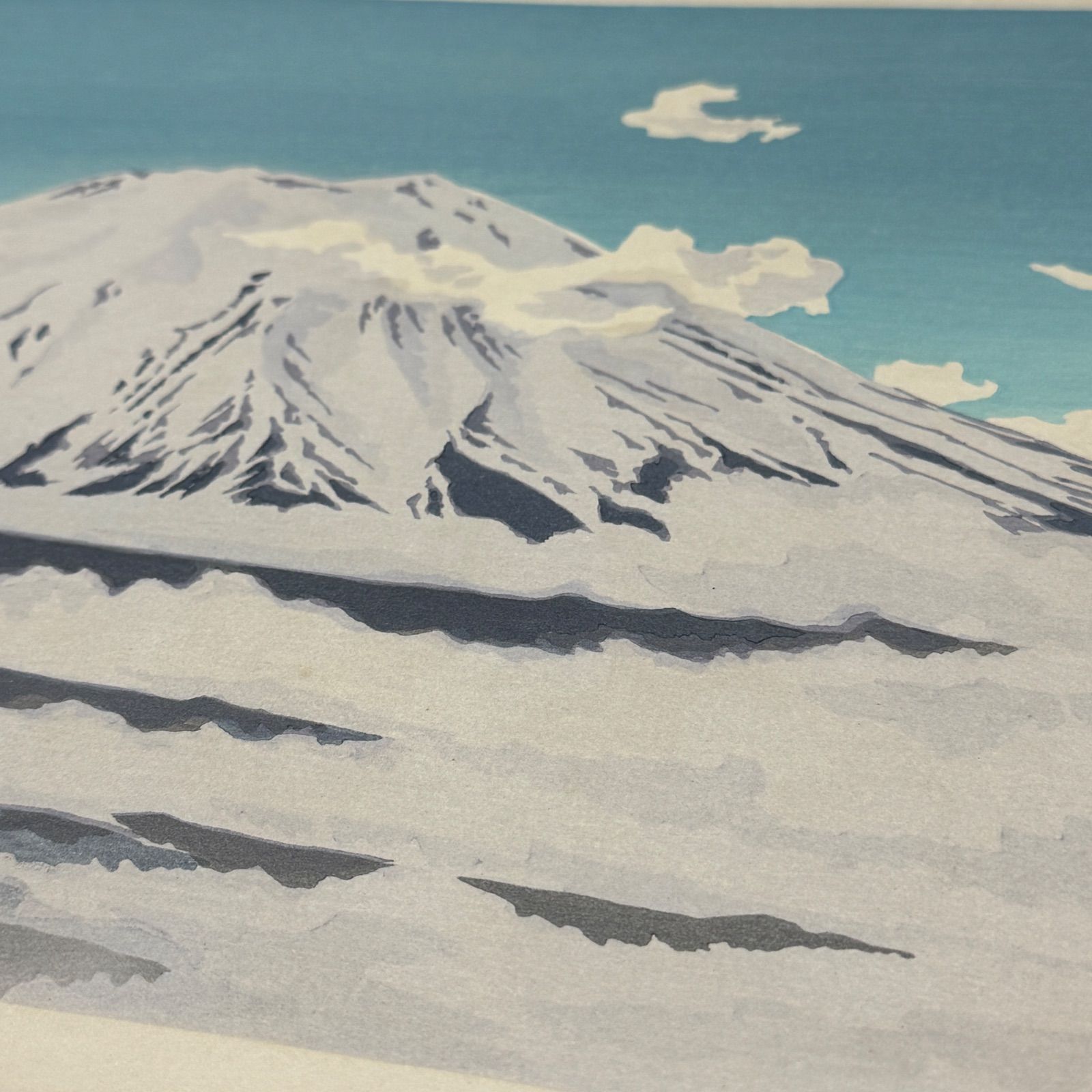 真作】彩色 木版画 徳力富吉郎 「富士三十六景ノ内 雲中の冨士