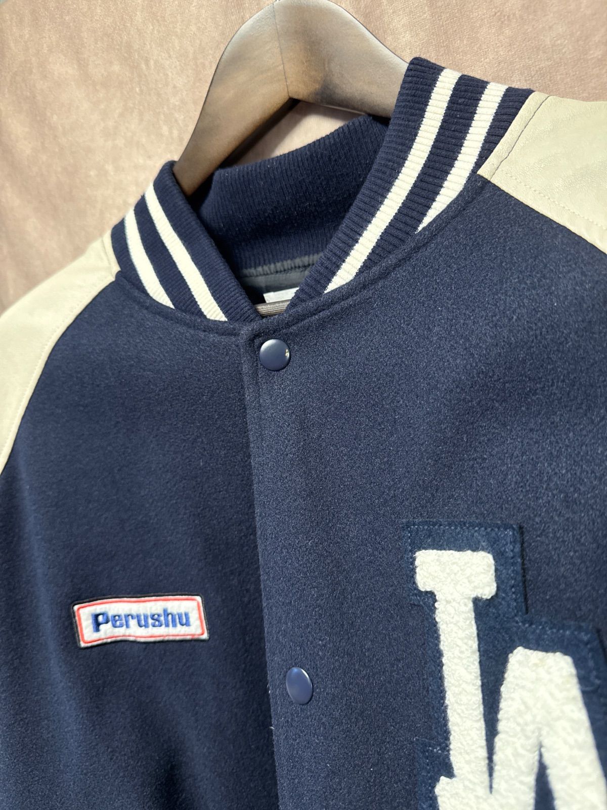Perushu × LA Dodgers スタジャン LL ビッグシルエット ネイビー