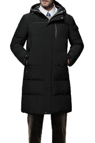 JausQarq メンズ ダウンコート ロング丈 ダウンジャケット 中綿コート キルティング 厚手 立ち襟 ゆったり カジュアル アウター フード付き 防寒着 防風 暖かい 通勤 秋 冬 冬服po 46 a 1 fb 70