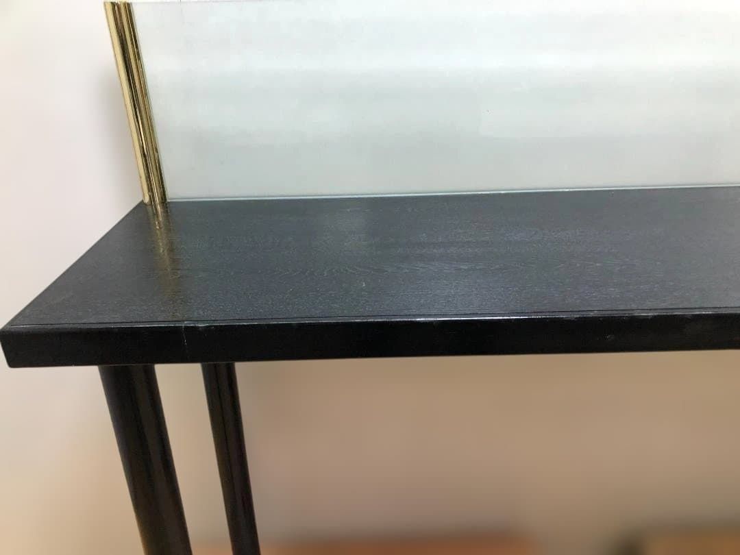 店舗什器 ハイカウンター テーブル ガラス間仕切り 真鍮調フレーム