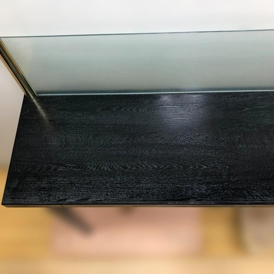 店舗什器 ハイカウンター テーブル ガラス間仕切り 真鍮調フレーム