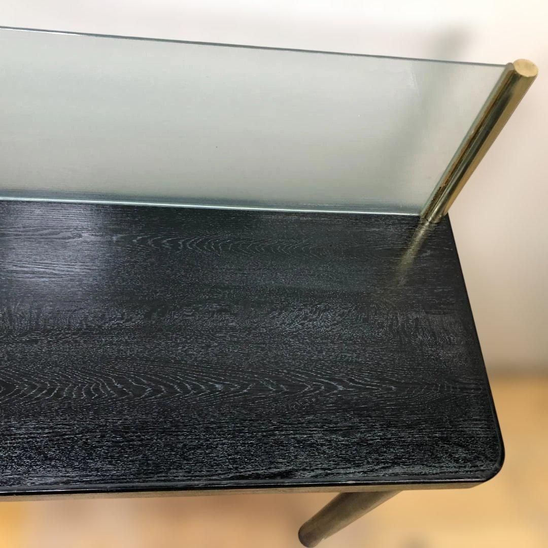 店舗什器 ハイカウンター テーブル ガラス間仕切り 真鍮調フレーム