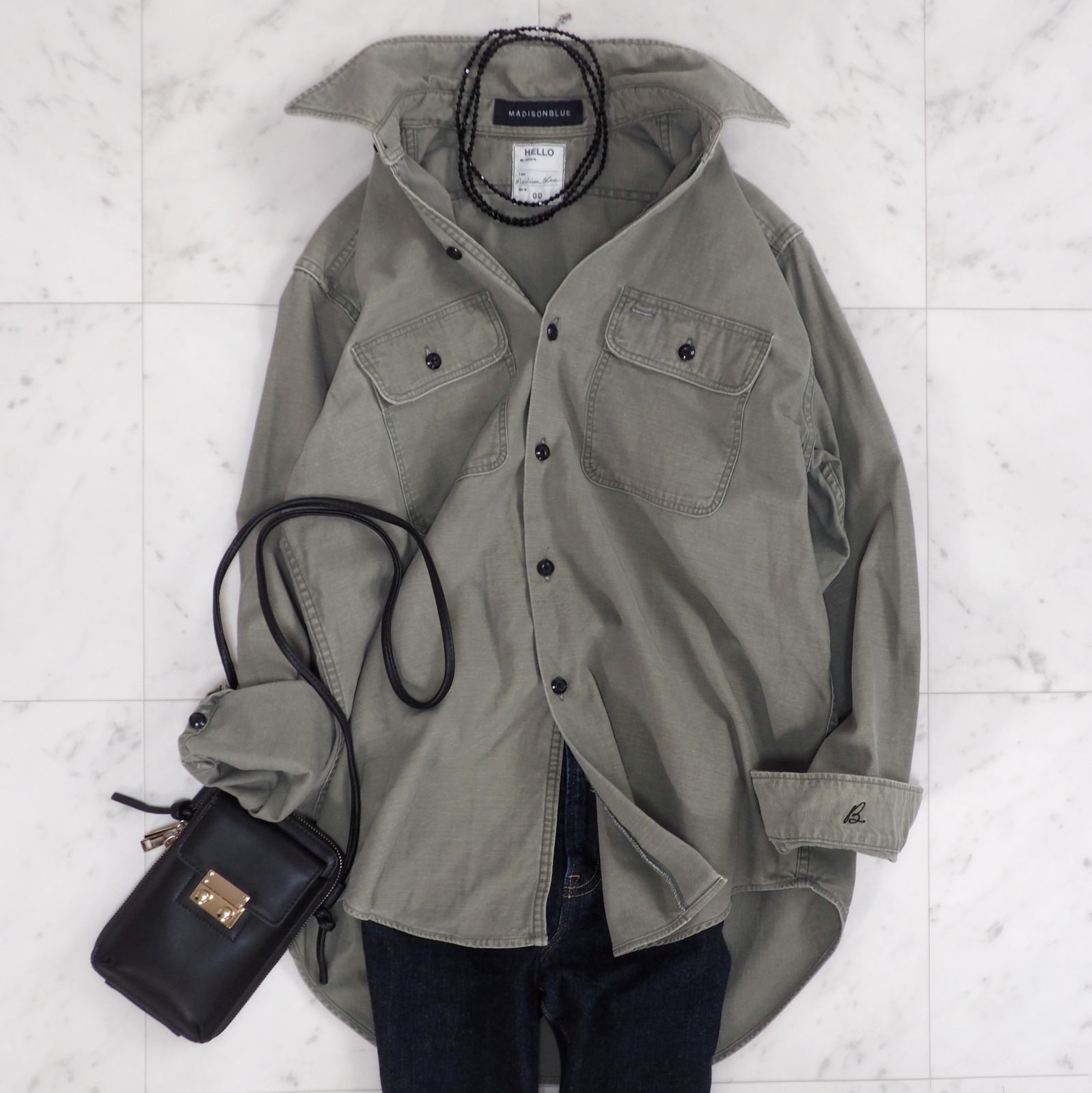 美品【マディソンブルー】 ワークシャツ ハンプトン サイズ00 カーキ