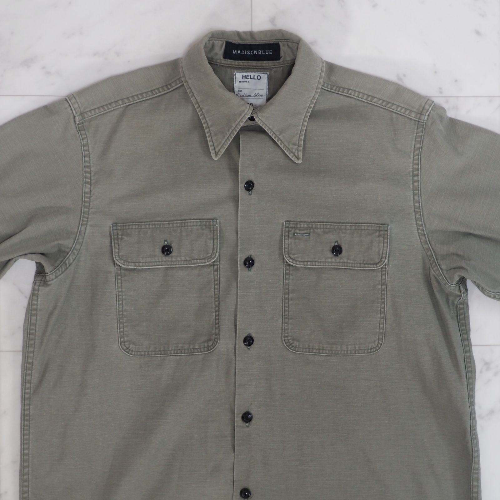 美品【マディソンブルー】 ワークシャツ ハンプトン サイズ00 カーキ