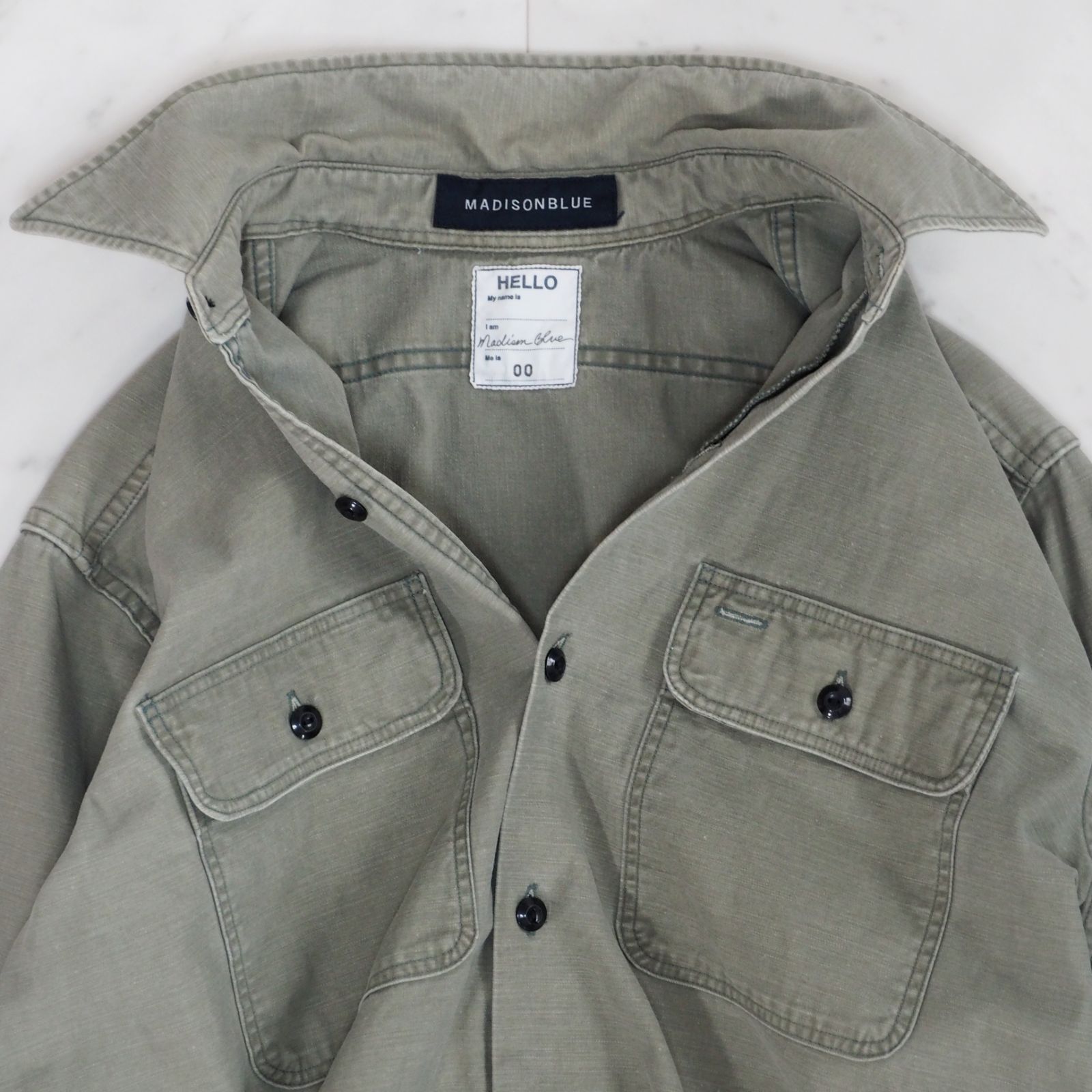 美品【マディソンブルー】 ワークシャツ ハンプトン サイズ00 カーキ