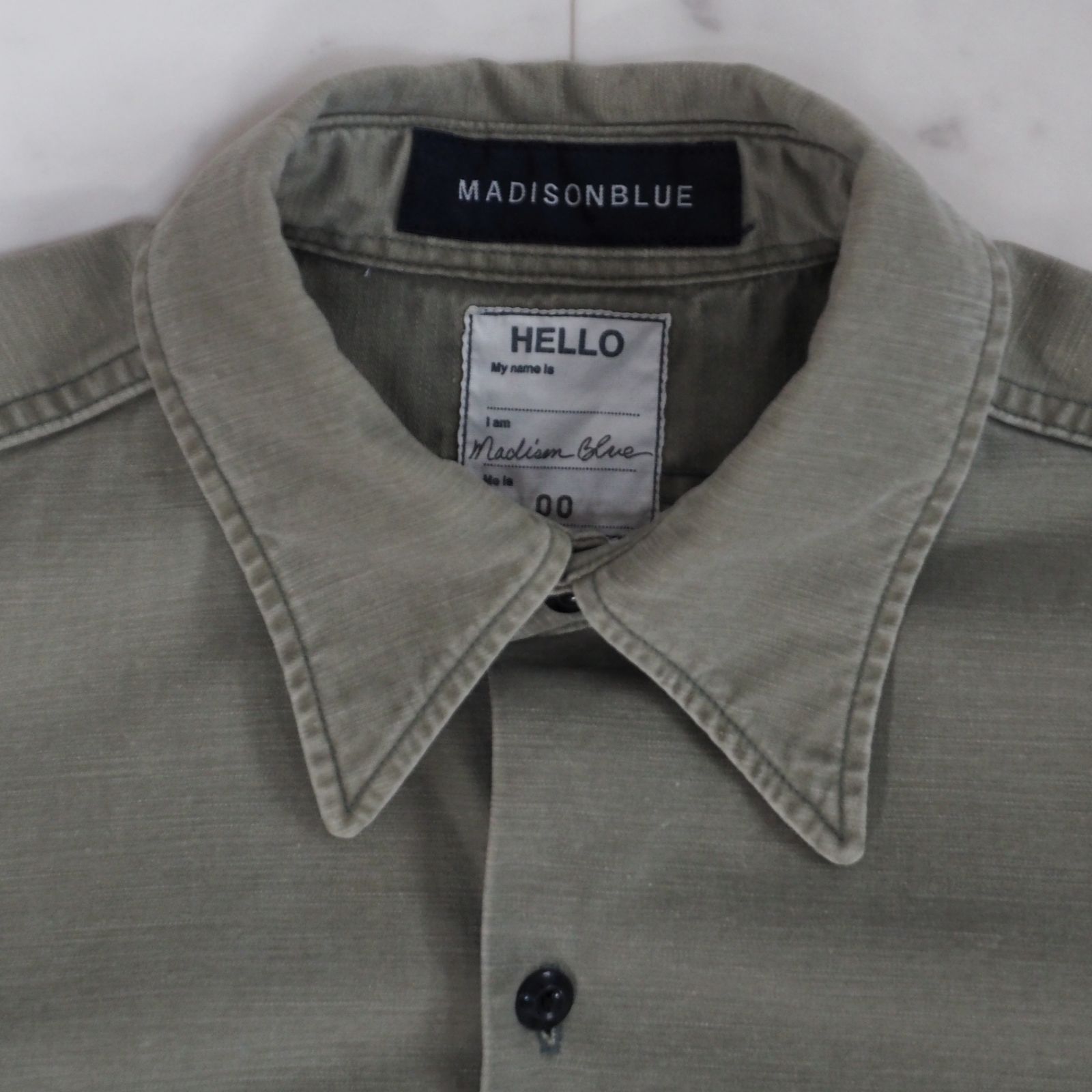 美品【マディソンブルー】 ワークシャツ ハンプトン サイズ00 カーキ