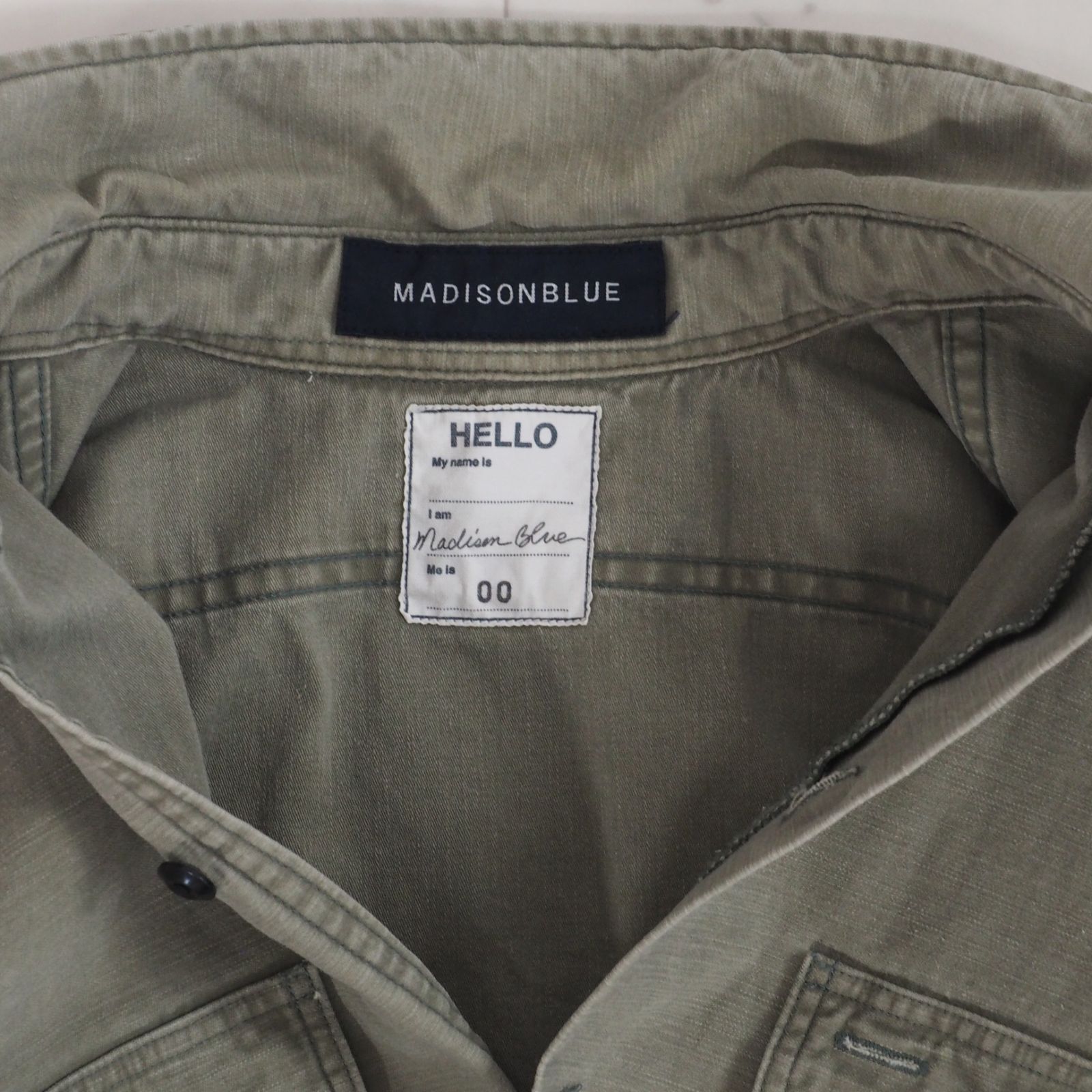 美品【マディソンブルー】 ワークシャツ ハンプトン サイズ00 カーキ