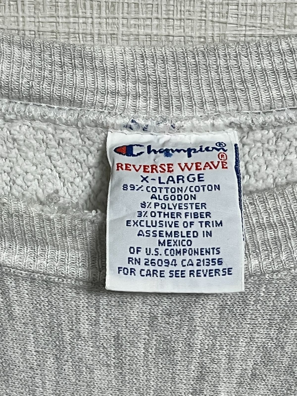 ビンテージ リバースウィーブ XL トリコ刺繍タグ WASHINGTON Champion 