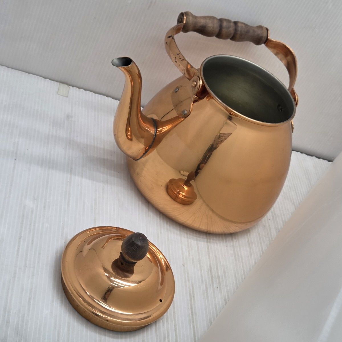 S00964 銅製 丸型 やかん ケトル 4.0L 調理器具 昭和レトロ - メルカリ