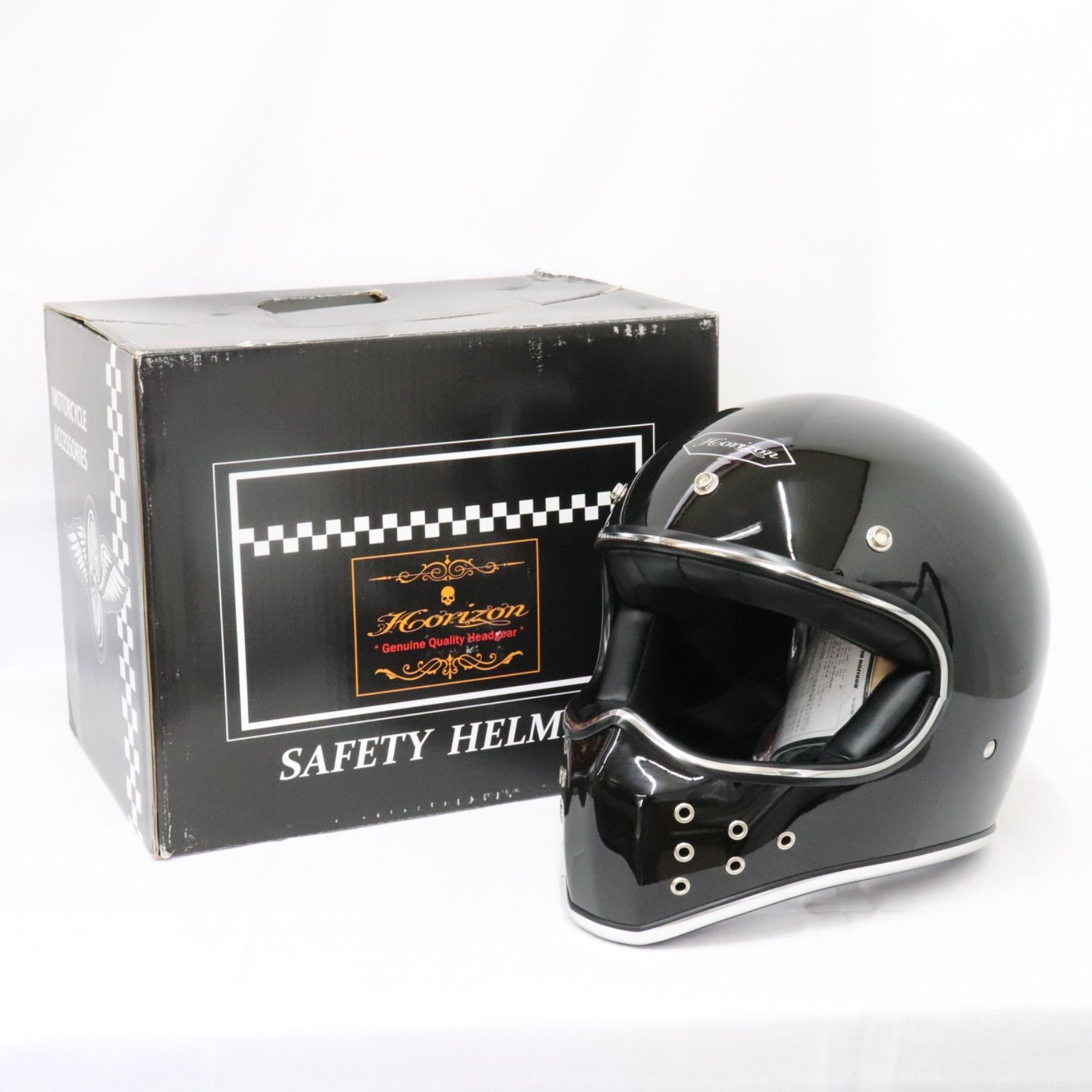 ♥ Horizon ホライゾン MX H 4 フルフェイス ヘルメット ブラック XL バイク ラクルモーター館