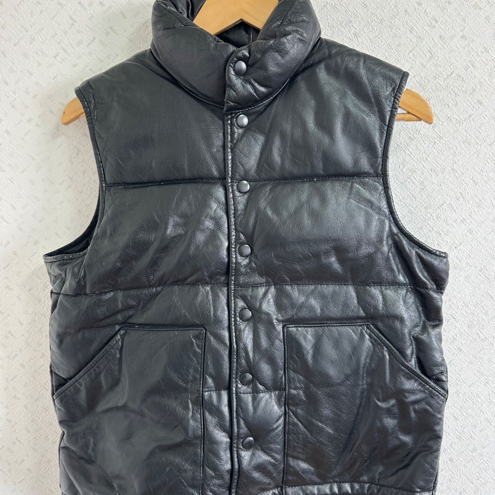 未使用！M！デプス ダウンベスト ZK26 【美品】DEP'Tデプト レザーダウンベスト アウター ブラック 羊革