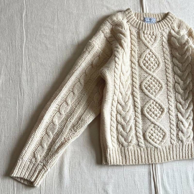 90s vintage CRESENT MAX 立体編み 肉厚ウールニット 短丈 セーター 