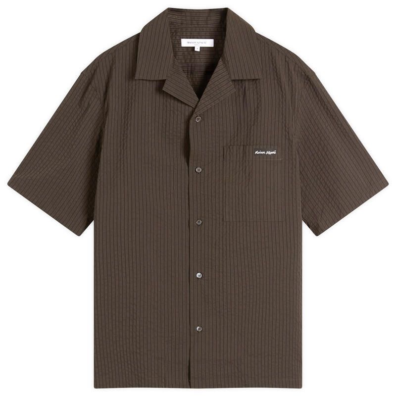 メゾンキツネ メンズ トップス シャツ Maison Kitsune Seersuckeresort Shirt Ranger Green グリーン