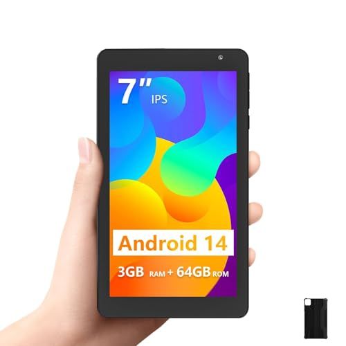 タブレット 7インチ wi fiモデル 3 GB 64 IPSスクリーン 5 GHz Fi 6 電子書籍 漫画 ネット閲覧 動画視聴 Android 14 カバー付き GPS未対応 PRITOM プリトム ブラック 756419 d 1