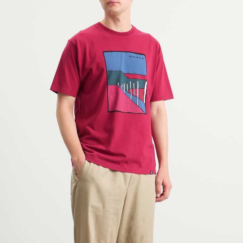 バイ パラ メンズ トップス Tシャツ By Parra Beach Parking TShirt Raspberry