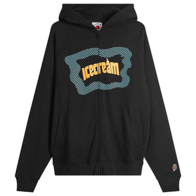 アイスクリーム メンズ アウター パーカー スウェット ロゴ ICECREAM Block Logo Zip Hoodie Black ブラック