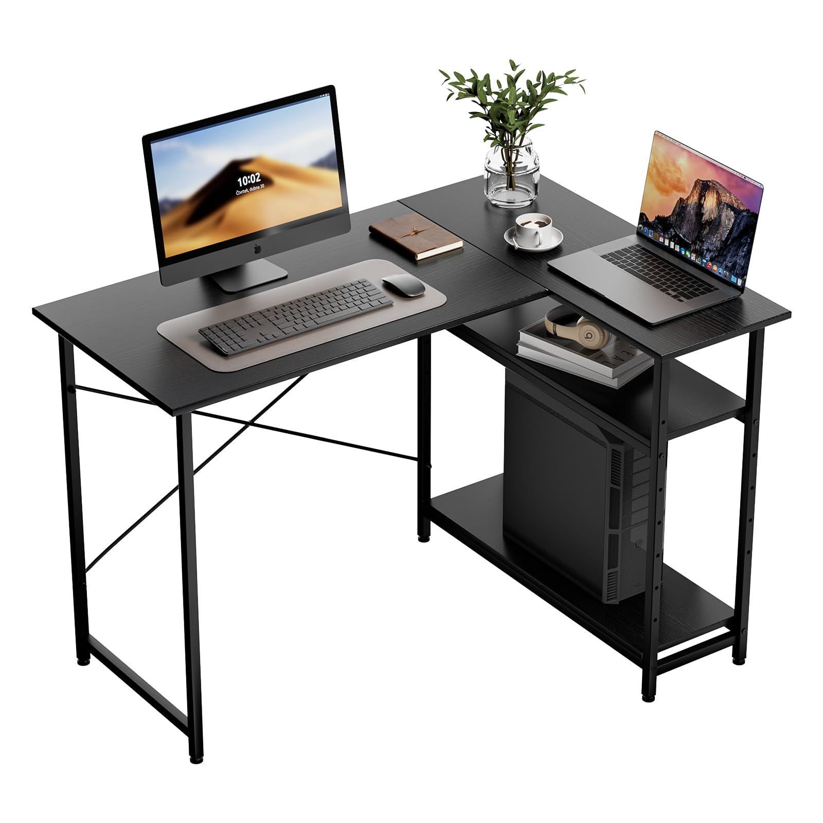 商品 パソコンデスク 幅110 奥行48 高さ75 cm L字デスク 左右入替え PCデスク MIYOKI l字型