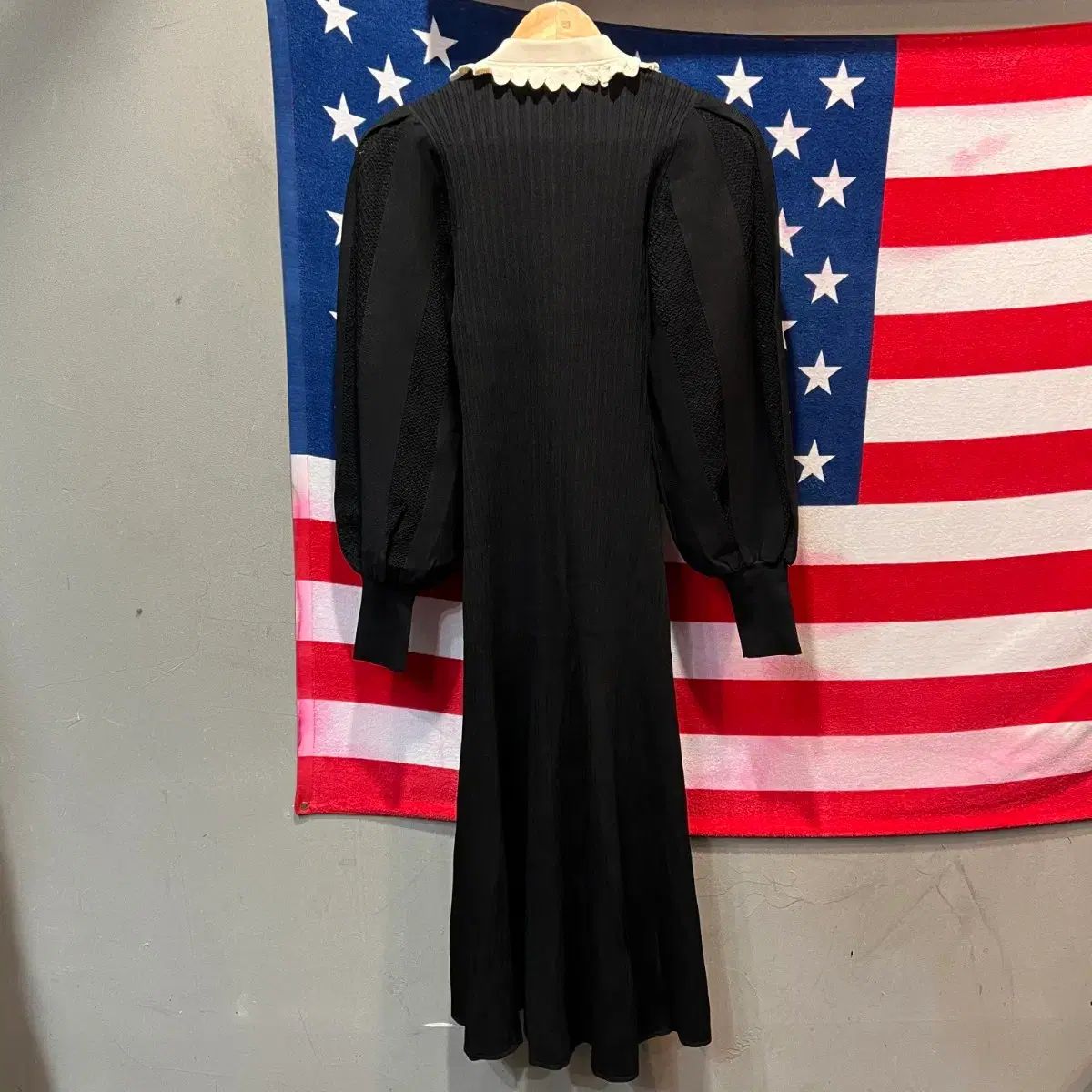 Sandro サンドロ ブラック レイ ロングワンピース