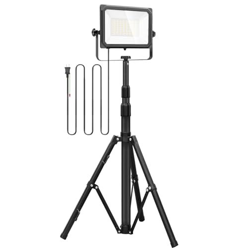 LED投光器 作業灯 ledワークライト 50 W 8000 LM 高輝度 三脚付きスタンドライト 100 V 5 Mコード アース付きプラグ 広角180度 昼光色 長寿命 防水IP 67 集魚灯 防犯灯 駐車場灯po f 4 3 aca 0