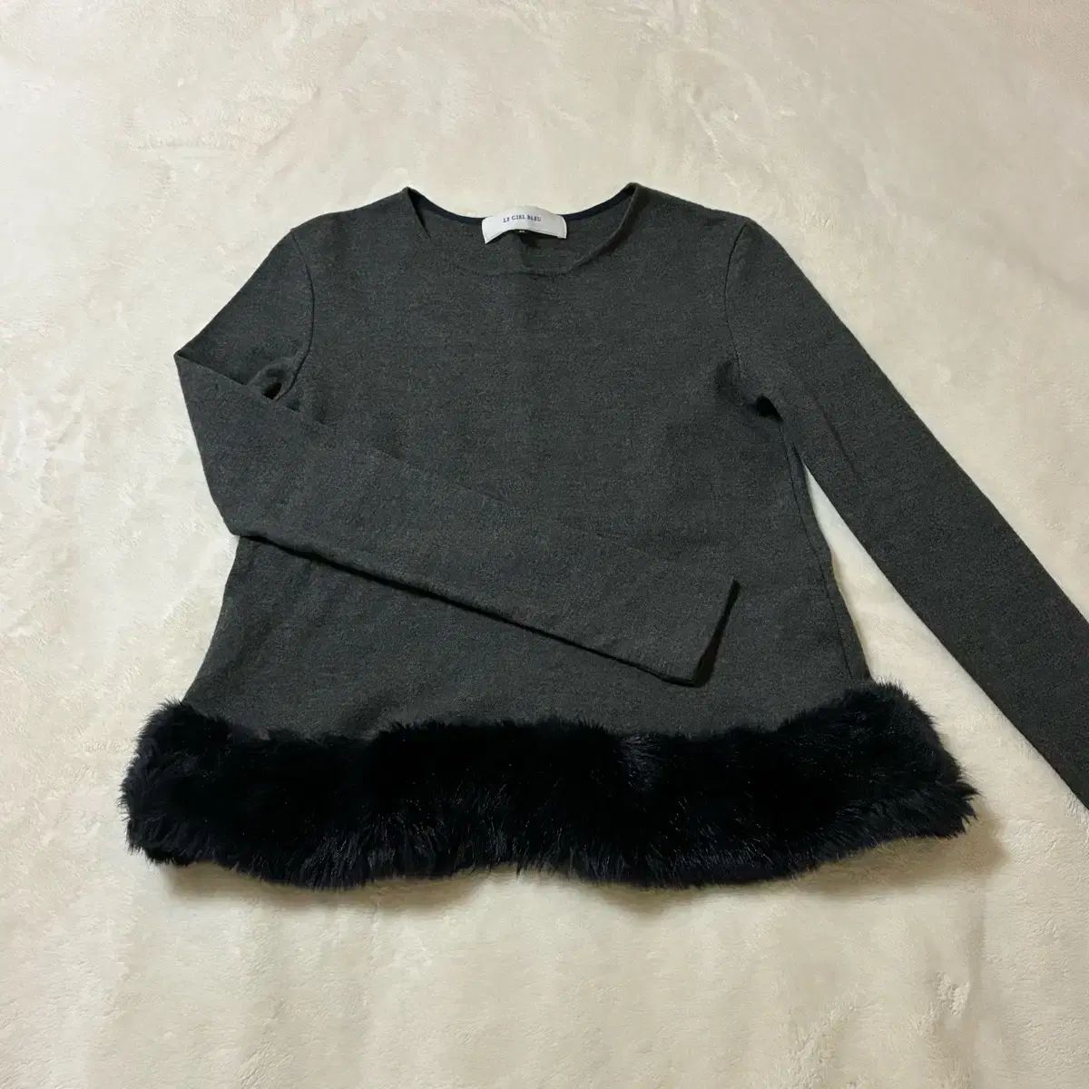 日本 ヴィンテージ LE CIEL BLUE ファー グレー トップス 40