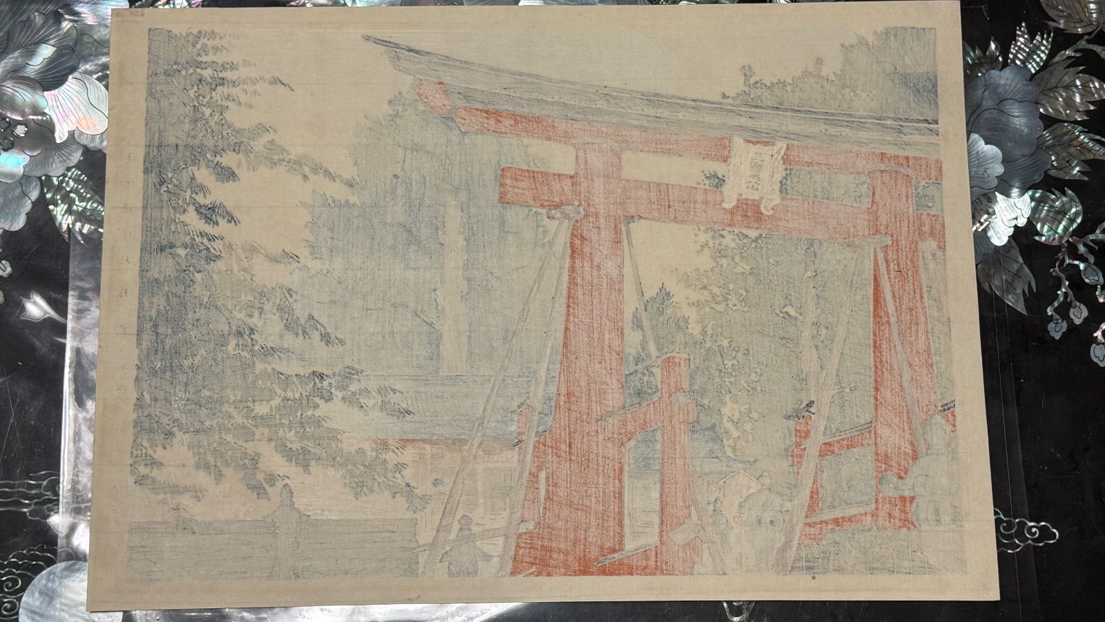 真作】彩色 木版画 徳力富吉郎 「富士三十六景ノ内 吉田浅間神社