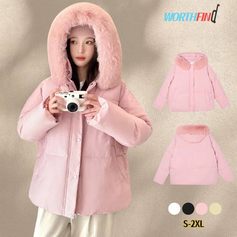 中綿コート レディース 冬コート ショットコート 抜け感 ファーフード