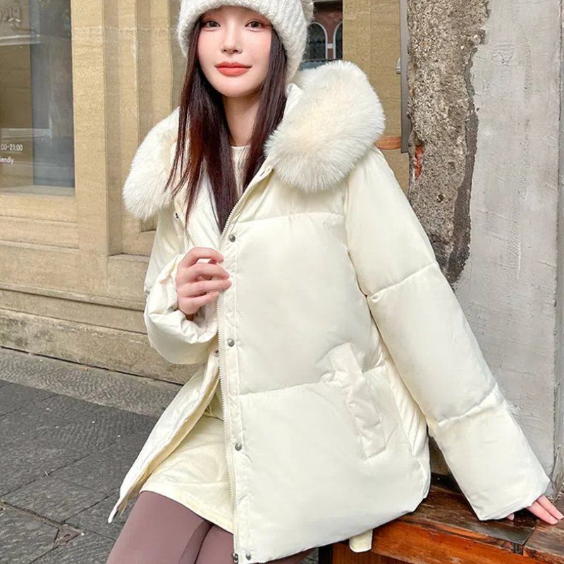 中綿コート レディース 冬コート ショットコート 抜け感 ファーフード