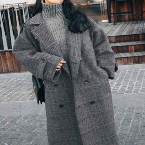 グレンチェックコート秋冬 カジュアルきれいめ オーバーサイズロング