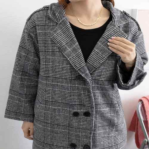 グレンチェックコート秋冬 カジュアルきれいめ オーバーサイズロング