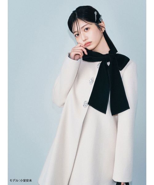 2025 AW L B CANDY STOCK Aラインビジューリボンコート