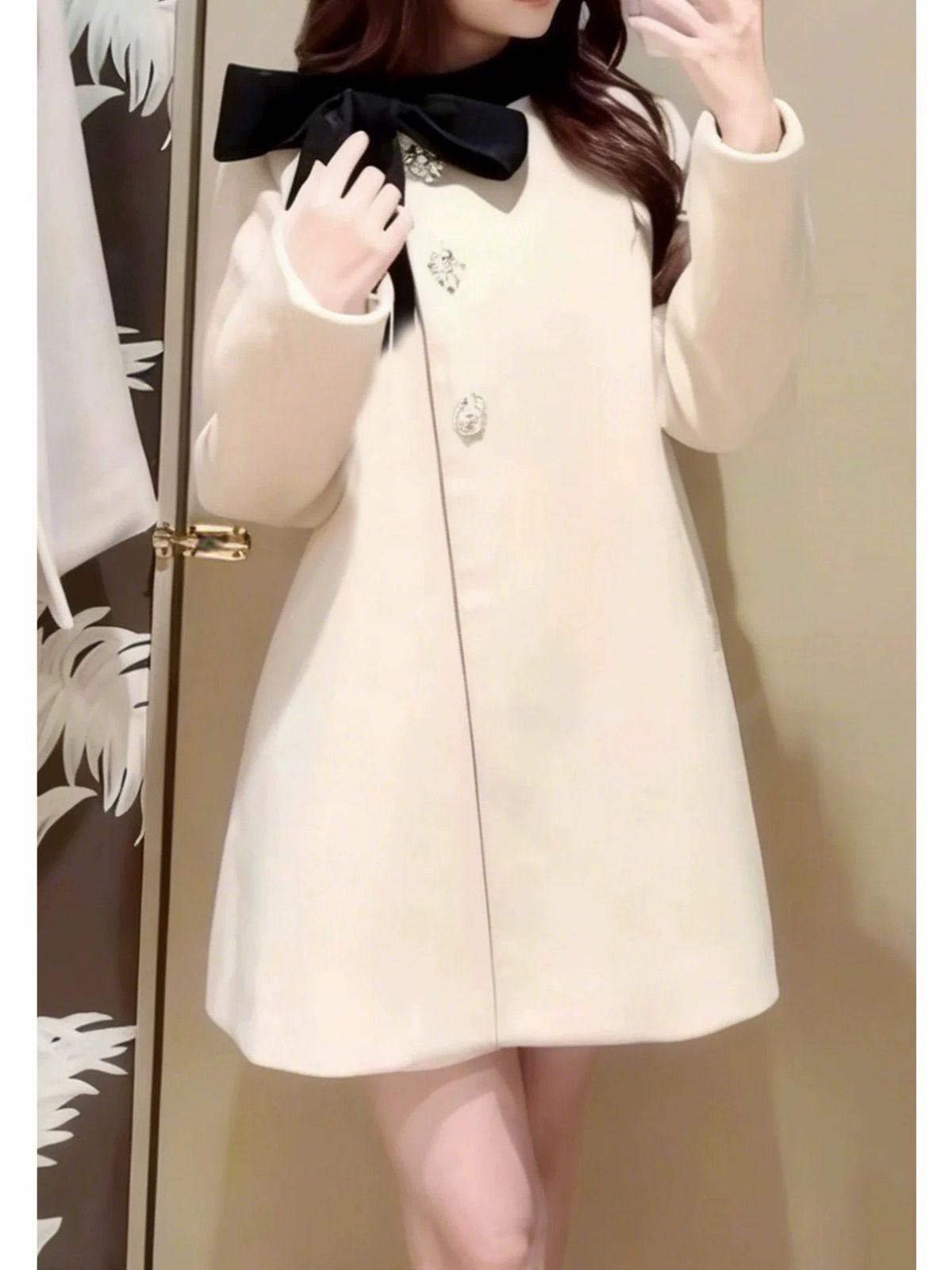 2025AW [L.B CANDY STOCK]Aラインビジューリボンコート 【公式通販】